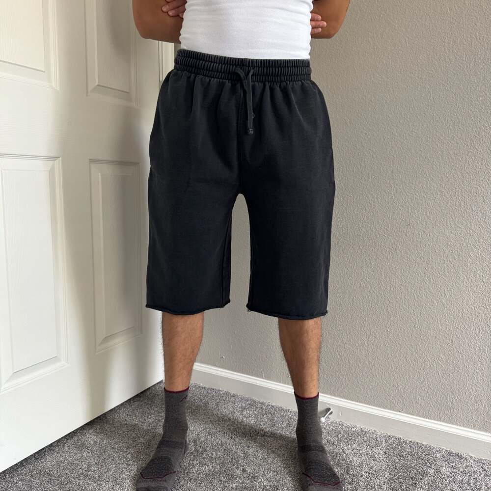 Selah Lounge 500 GSM Cut-Off Sweat Shorts Washed Black Size M Sold Out